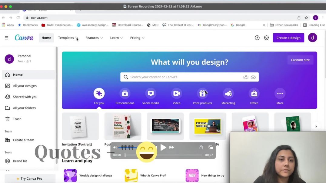 ⁣canva-section2-video2 Instagram Story using Canva free templates